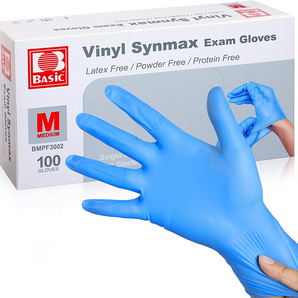 Ever Ready Disposable Vinyl Blue Exam Gloves, Powder-Free & Latex-Free Gloves, Size Small