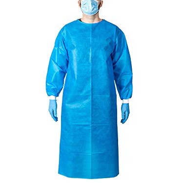 Ever Ready First Aid Disposable Isolation Gown Level 2 with Cuff, Non-Surgical, Blue
