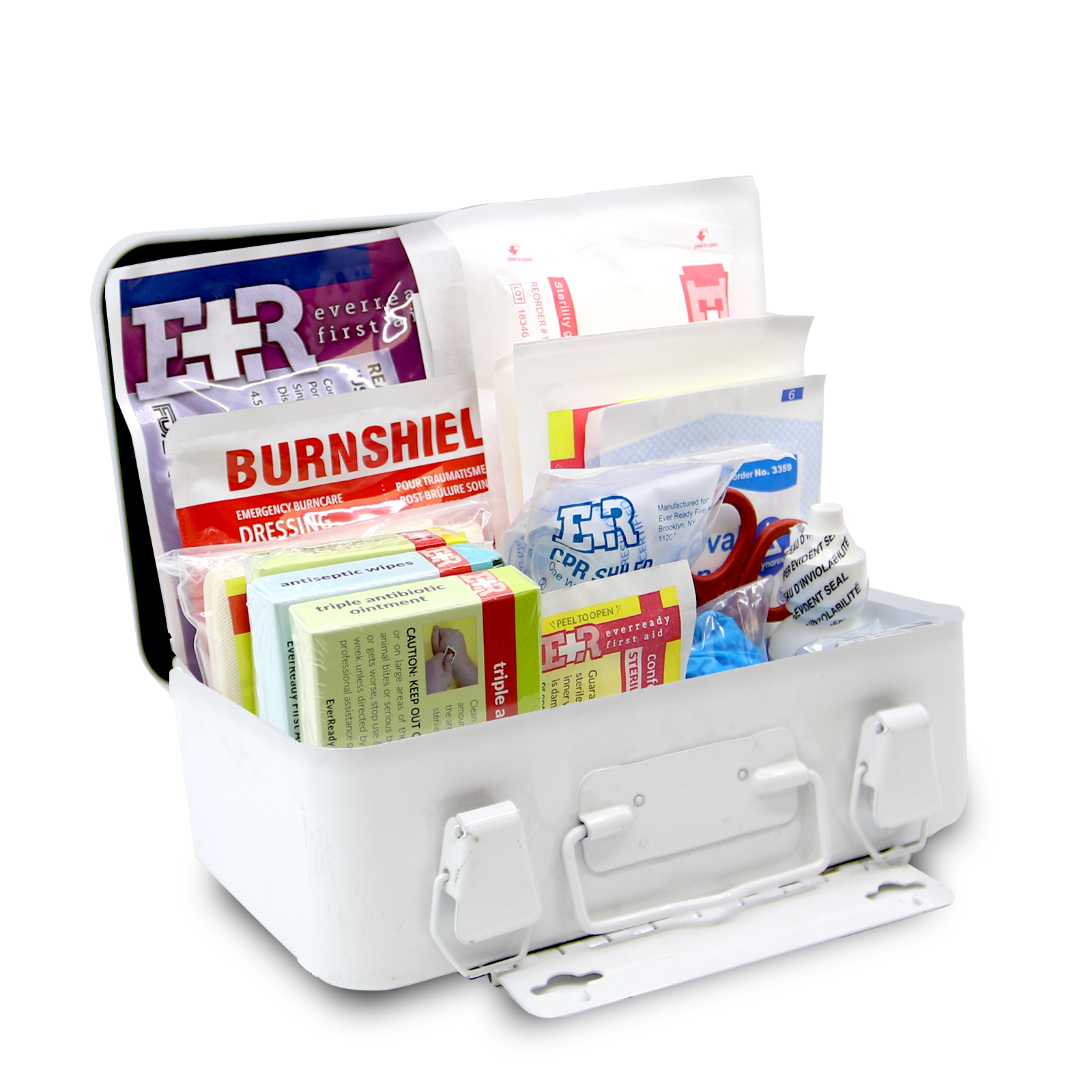 Ever Ready First Aid 10 Person First Aid Kit with Metal Case, Type III, Ansi A, OSHA Compliant
