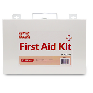 107 Piece 25 Person First Aid Kit with Metal Case, OSHA Compliant