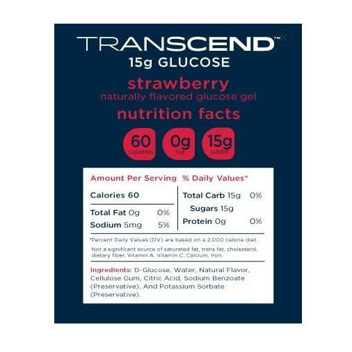 TRANSCEND 15g Glucose Gel Strawberry, 1.1 oz - 3/pack
