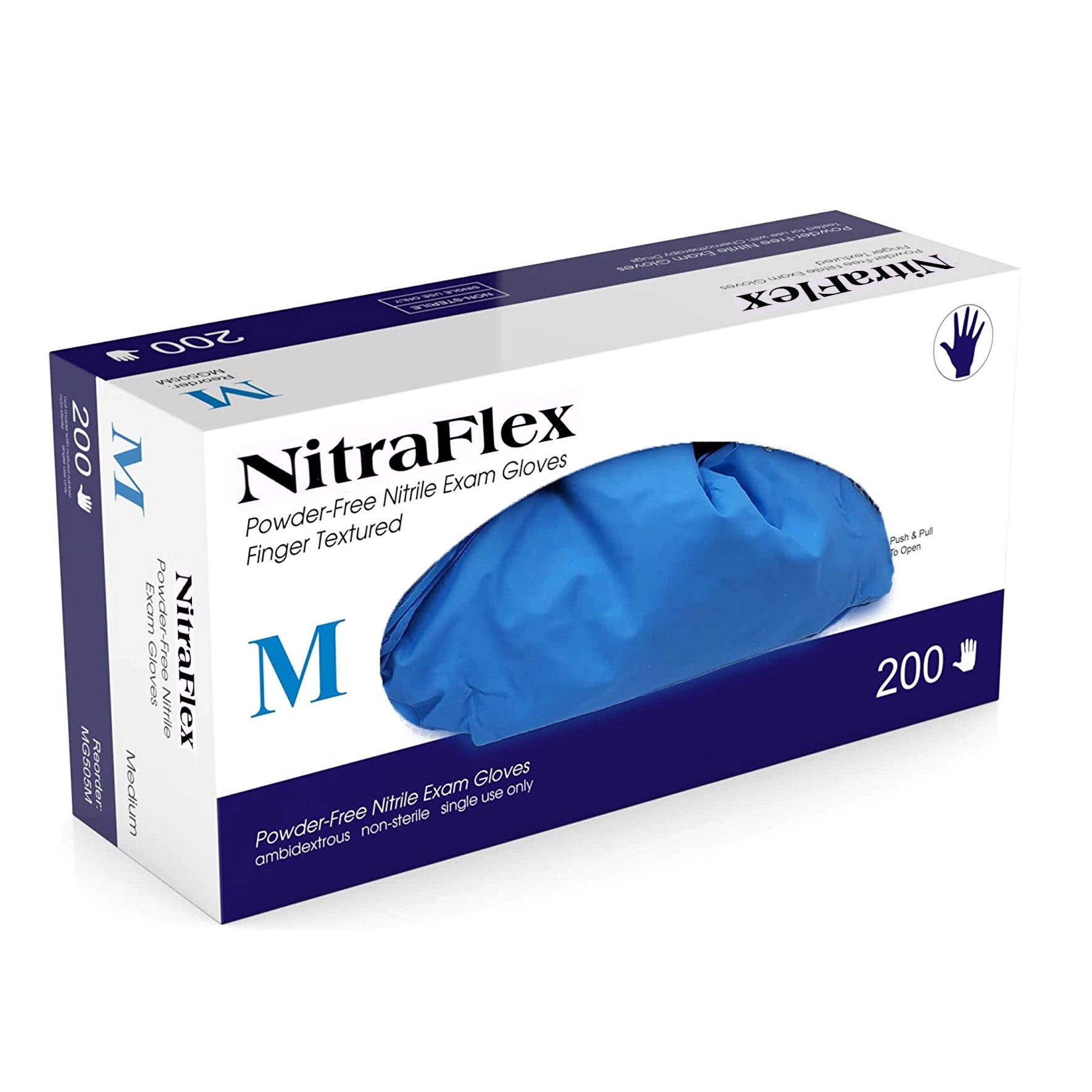 NitraFlex Powder Free Nitrile Exam Gloves Finger Textured