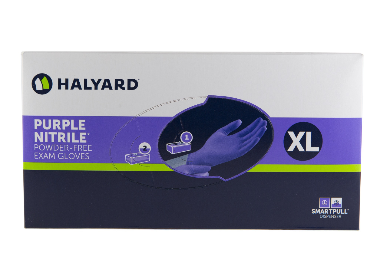 Halyard Purple Nitrile Gloves, Box/100