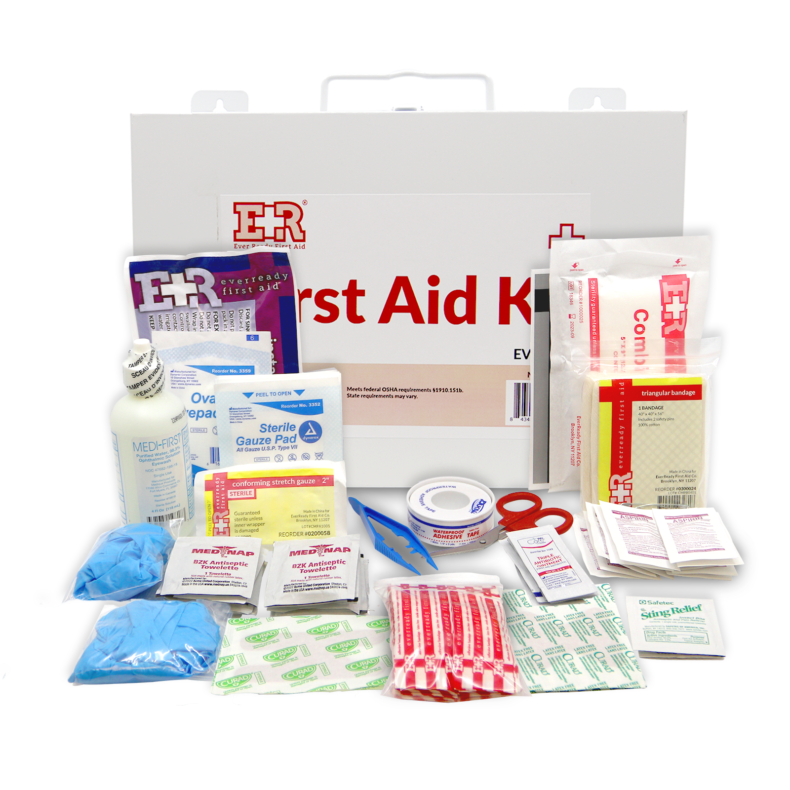 Ever Ready First Aid 107 Piece 25 Person First Aid Kit with Metal Case, OSHA Compliant