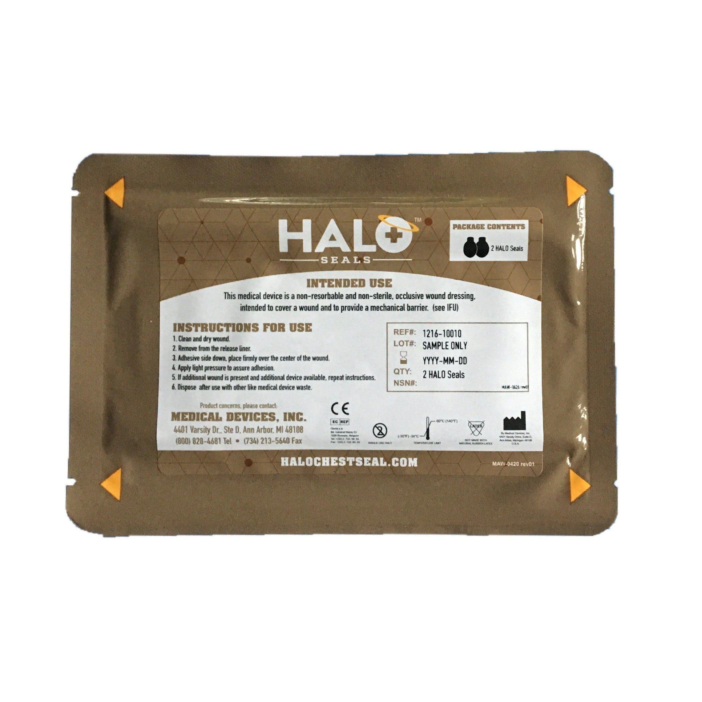 Halo Chest Seal IFAK Two Pack, 7" x 5"